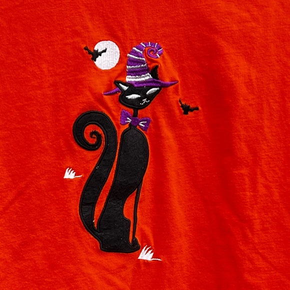 Ladies Club 3X vintage bats & black cat orange top - Picture 2 of 4